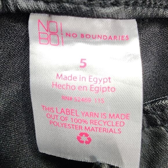 No Boundaries Pant Womens 5 Juniors Black Faux Leather 3-Button High Rise Skinny - Picture 5 of 13